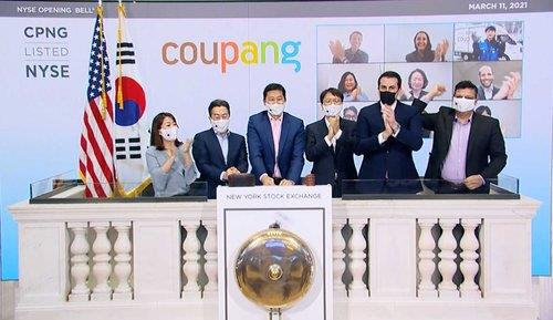 지난 3월 쿠팡의 뉴욕증시 상장행사 모습. 연한뉴스